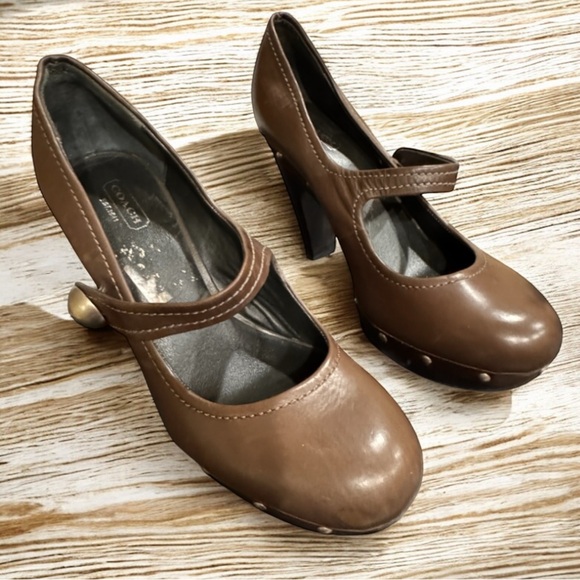 Coach brown Colene Mary Jane Heels with stud detail size 8 main image 3